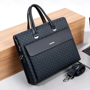 High Quality PU Soft Men’s Crossbody Shoulder Bag Fashionable Anti Theft Briefcase with Zipper Closure for Daily Use