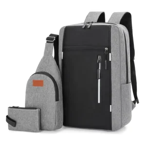 High Quality Print Logo Men Casual Computer Waterproof School Rucksack Bag Oxford Laptop Backpack 3 Set