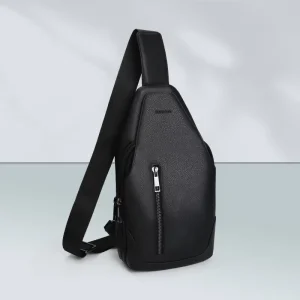 High Quality Usb Men’s Chest Bag Portable Charging Casual Messenger Bag Outdoor Sports Cow Leather Chest Bag