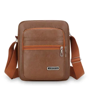 High Quality Vintage Style Men’s PU Leather Crossbody Messenger Bag Waterproof Casual Pocket Factories’ for Hiking
