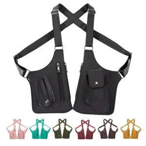 High Quality Vintage Waterproof PU Utility Gun Vest Bag Custom Embossed Logo Anti Theft Phone Bag Leather Chest Sling Bag