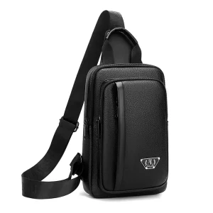High Quality Waterproof PU Leather Men’s Business Crossbody Bags Lightweight Outdoor Travel Shoulder Bag Custom Logo Chest Bags
