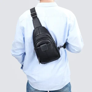 High-end All-match Shoulder Bag Multifunctional Sports Bag Waterproof Genuine Leather Large Capacity Chest Bag for Men’s