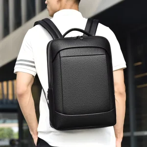High end Men’s Business Backpack New Simple Mature Design Large Capacity USB Enabled Laptop Bag Waterproof PU Polyester Air
