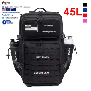 Hiking Camping Molle Large Velcro Patch Daypack Waterproof Rucksack 45L Tactical Backpack With Bottle Holder