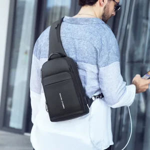 Hot Men’s Chest Bag Large Capacity Crossbody Bag Travel to Work Shopping Shoulder Bag MR7618-B