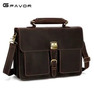 Hot Selling High Quality Handmade Men’s Genuine Leather Bag Business Bag Attache Bag Cowhide Portfolio for Men Briefcase