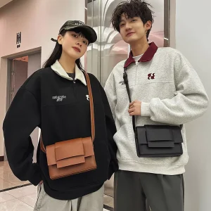 Hot Selling Luxury Men’s PU Leather Messenger Bag with Custom Logo Fashionable Shoulder Bag