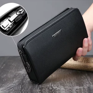 In Stock Anti theft Men’s Clutch Bag PU Leather Tide Bag Large Capacity Business Hand Bag Fingerprint Wallet For Men