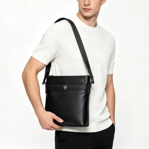 Jack Captain Men’s Vintage Genuine Leather Zipper Fashion Waterproof Durable Lightweight Single shoulder Spring Summer