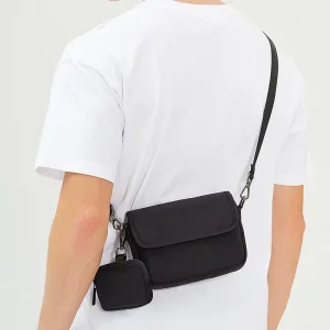 Japanese Style Casual Waterproof Small Black Shoulder Bag Custom Crossbody Bag Portable Men’s Messenger Bags