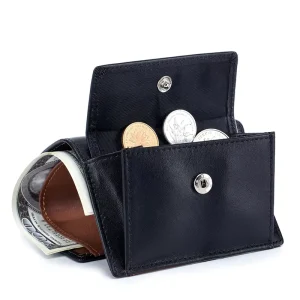 Japanese Style Genuine Leather Mini Coin Purse Open Closure High Capacity RFID Blocking Anti Theft Multifunctional Unisex