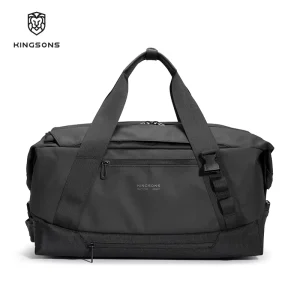 Kingsons Business Fashion Classic Dark Black Large Conpacity Lightweight Men’s Handbag Duffle Bag with Double Handle