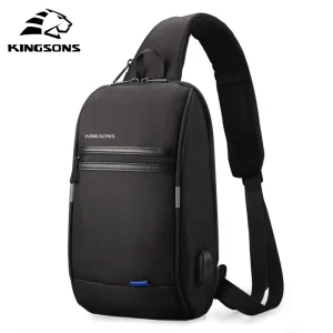 Kingsons Usb Charge Chest Bag Men’s Multi functional Designer Practical Business Cell Phone Shoulder Bag Sling Bag
