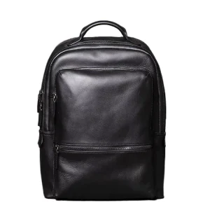 Korean Fashion Leather Men’s Backpack with Cowhide Leather Handbag with Large Capacity Computer Bag Women’s Travel Backpack