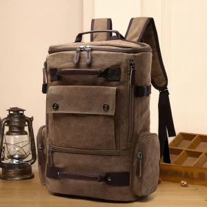 Korean Style Fashion Canvas Men’s Backpack Air Cushion Straps Breathable Multifunctional Mountaineering Travel Luggage Large