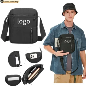 Korean-Style Men’s Waterproof Oxford Cloth Casual Single-Shoulder Messenger Bag Crossbody Backpack Chains for Travel