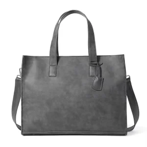 Korean Style PU Leather Men Tote Bag Fashion Crossbody Shoulder Handbag Large Capacity Business Casual Men’s Bag
