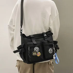 Korean Style Trendy Nylon Large Capacity Hobo Crossbody Men’s Shoulder Messenger Bag