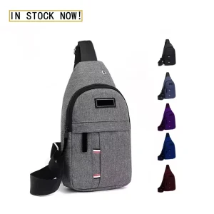Korean Version Fashionable Nylon and Canvas Chest Bag for Outdoor Mountaineering and Cycling Zipper Closure