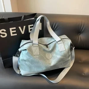 Korean Version Women’s Casual Lightweight Shoulder Bag Large Fitness Sports Travel Bag PU Material