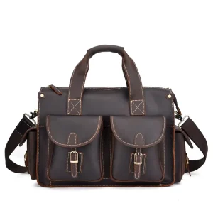 L1016 Men’s Genuine Leather Business Laptop Soft Bag Large Capacity