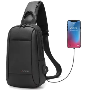 LIORGEOR New Fashion Anti Theft Oxford Cloth Designer Chest Bag Usb Crossbody Shoulder Bag for Men Customized Logo