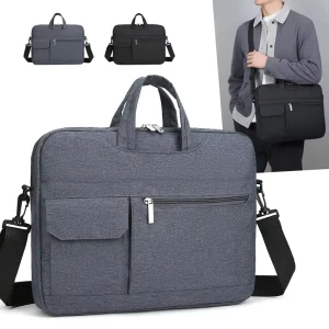 Laptop Computer Handbag Men’s Business Document Briefcase Polyester Large Capacity Lightweight Portable Zipper Closure