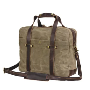 Laptop Handbag Waterproof Waxed Canvas Laptop Bag 15.6 Inch Work Computer Bag Casual Briefcase Handbag