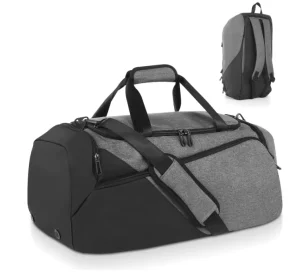 Large 47L Grey Gym Travel Bag for Men Women Sport Duffel With Shoe Wet Compartment for Weekend Carry Backpack Fitness Workout