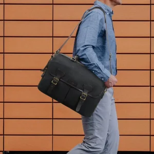 Large Capacity 15.6 Inch Black Business Men Laptop Bags Shoulder Men’s Crossbody Messenger Bag