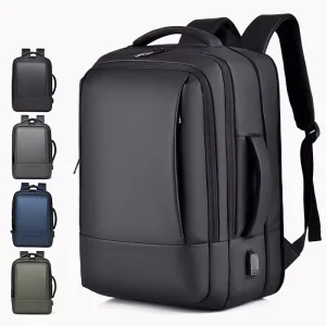 Large Capacity 17.3 Inch Expandable Computer Backpack PU Material Waterproof Men’s Business Travel Bag
