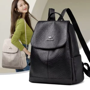 Large Capacity Backpack Solid Color Design Handbag Daily Use Women’s Shoulder Bags