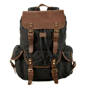 Large-Capacity Batik Canvas Rucksack Outdoor Waterproof Laptop Bag Men’s Daily Use Backpack Hiking Backpack