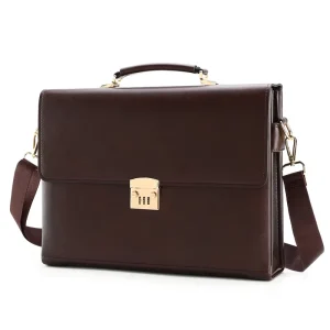 Large Capacity Business Bag Men’s Briefcase Horizontal Combination Lock PU Leather Single Shoulder Bag