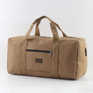 Large-Capacity Canvas Backpack Trolley Travel Bag Men’s/Women’s Fitness Satchel Zipper Closure PC Material