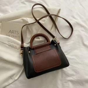 Large Capacity Casual Storage Bag Shoulder Bag Vintage PU Leather Crossbody Storage Bag