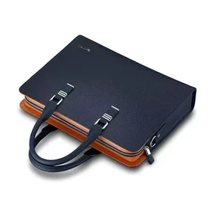 Large Capacity Cowhide Genuine Leather Men’s Business Briefcase Handbag Zipper Portable Waterproof RFID Protection Shoulder