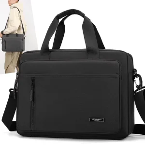 Large Capacity Durable Nylon Zipper Closure Men’s Business Casual Soft Bag Single shoulder Crossbody Computer Handbag Laptop Bag