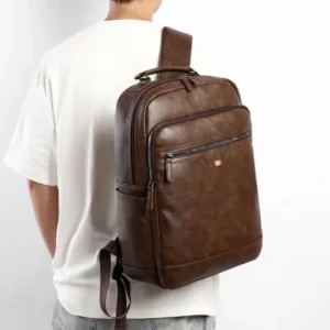 Large Capacity European American Style Fashion PU Waterproof Zipper Closure 20 35L Men’s Computer Business Backpack