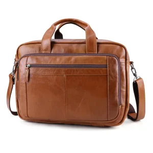 Large Capacity Genuine Cowhide Leather Men’s Business Messenger Bag Retro Style Office Computer Crossbody Briefcase Handbag
