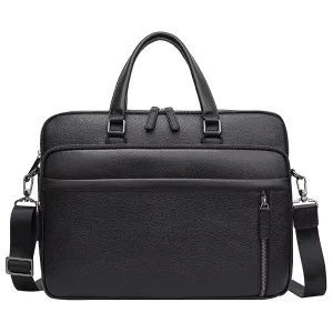 Large Capacity Genuine Cowhide Leather Men’s Classic Vintage Business Laptop Briefcase Soft Bag Crossbody Shoulder Strap