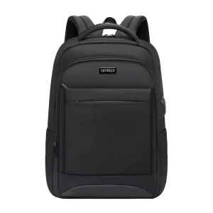 Large Capacity Geometric Pattern Men’s Waterproof Nylon Laptop Backpack with USB Zipper Closure