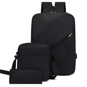 Large Capacity Laptop Backpack Set Women Waterproof Oxford 3 Pcs in 1 Schoolbag Backpack Hand Bag With USB Charging