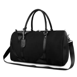 Large Capacity Lightweight Vintage Oxford Duffel Bag for Business Travel Short-Haul with Shoe Compartment Zipper Closure