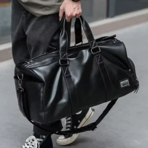 Large Capacity Men PU Leather Duffle Bags For Men Weekend Travel Bags