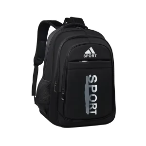 Large Capacity Men’s Backpack Travel Laptop Bag with Zipper Closure Black Oxford Cloth for Commuters
