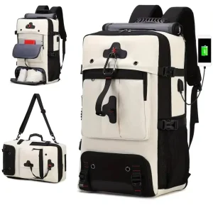 Large Capacity Men’s Backpack USB Waterproof Expandable Travel Boarding Luggage Bag Outdoor Upgrade for Comfortable Journey