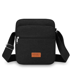 Large Capacity Men’s Casual Multi Layer Canvas Crossbody Bag Lightweight Durable Shoulder Bag with Logo