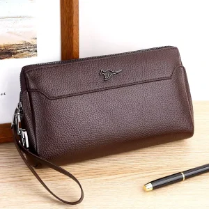 Large Capacity Men’s Clutch Bag New Young Soft PU Leather with Combination Lock Anti Theft Wallet Handbag